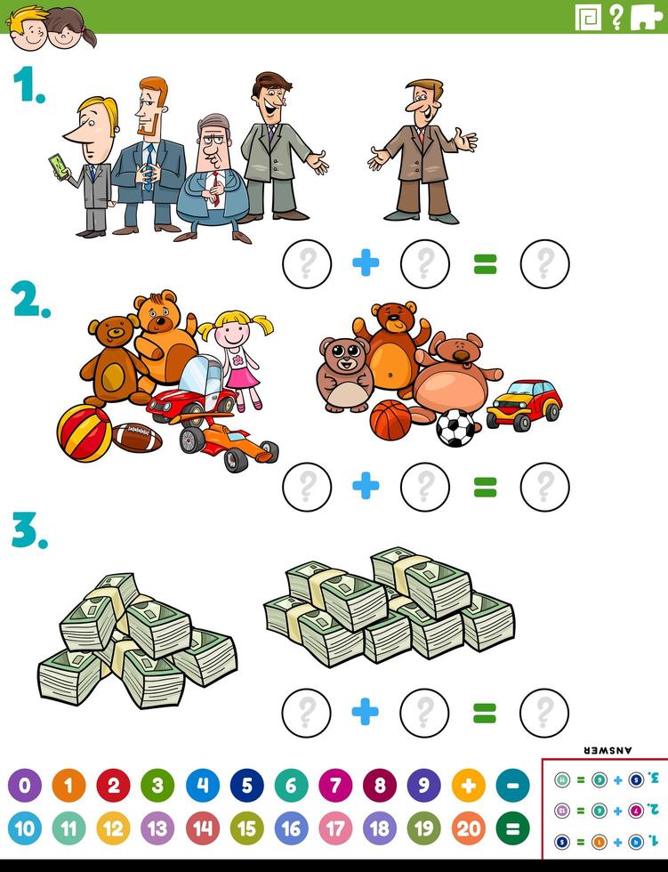 matematikutbildningsuppgift med objekt och karaktärer vektor