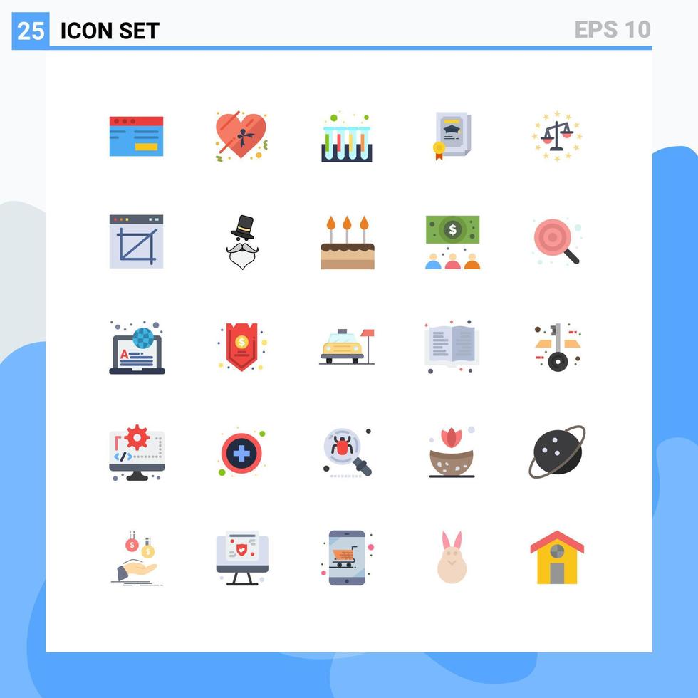 grupp av 25 modern platt färger uppsättning för rättvisa balans experimentera examen prestation redigerbar vektor design element