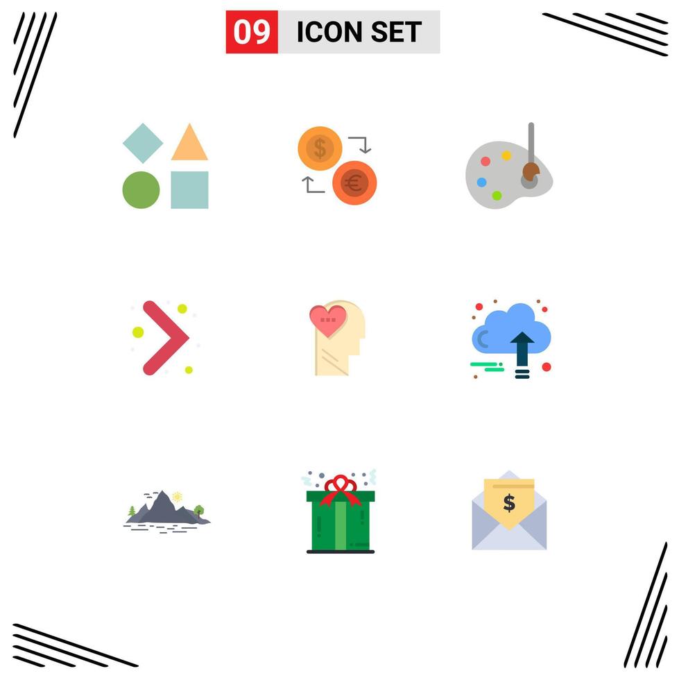 9 universelle flache Farben für Web- und mobile Anwendungen. Navigation bearbeiten Euro-Zeichnungskunst editierbare Vektordesign-Elemente vektor
