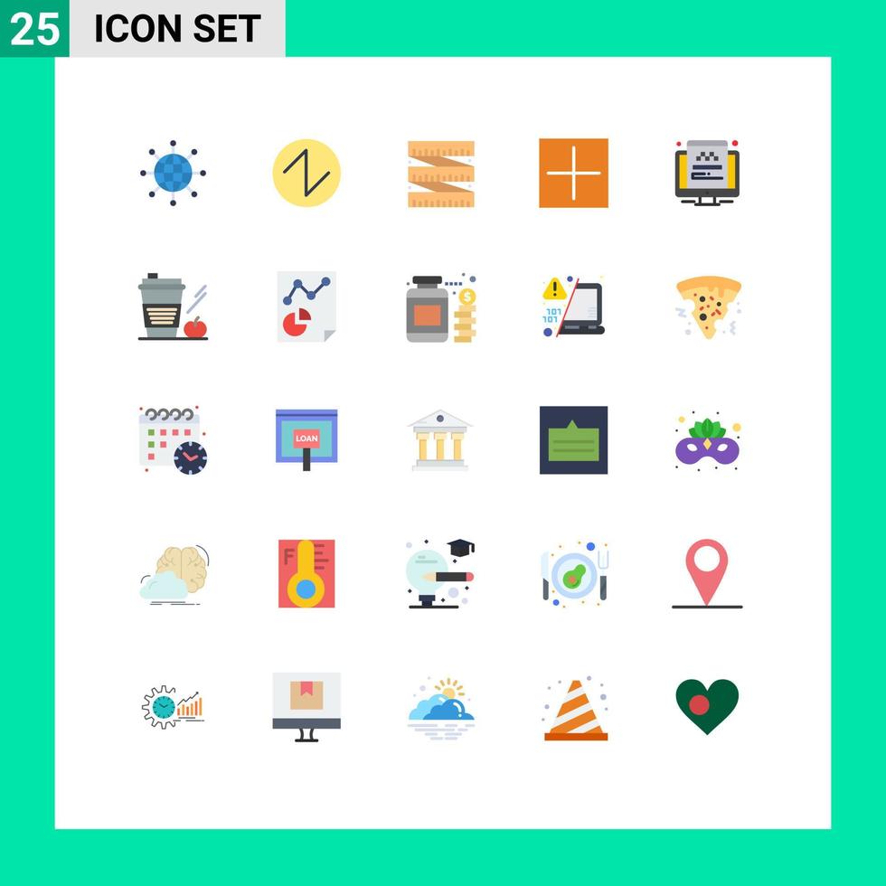 25 användare gränssnitt platt Färg packa av modern tecken och symboler av hemsida taxi diet plus ny redigerbar vektor design element