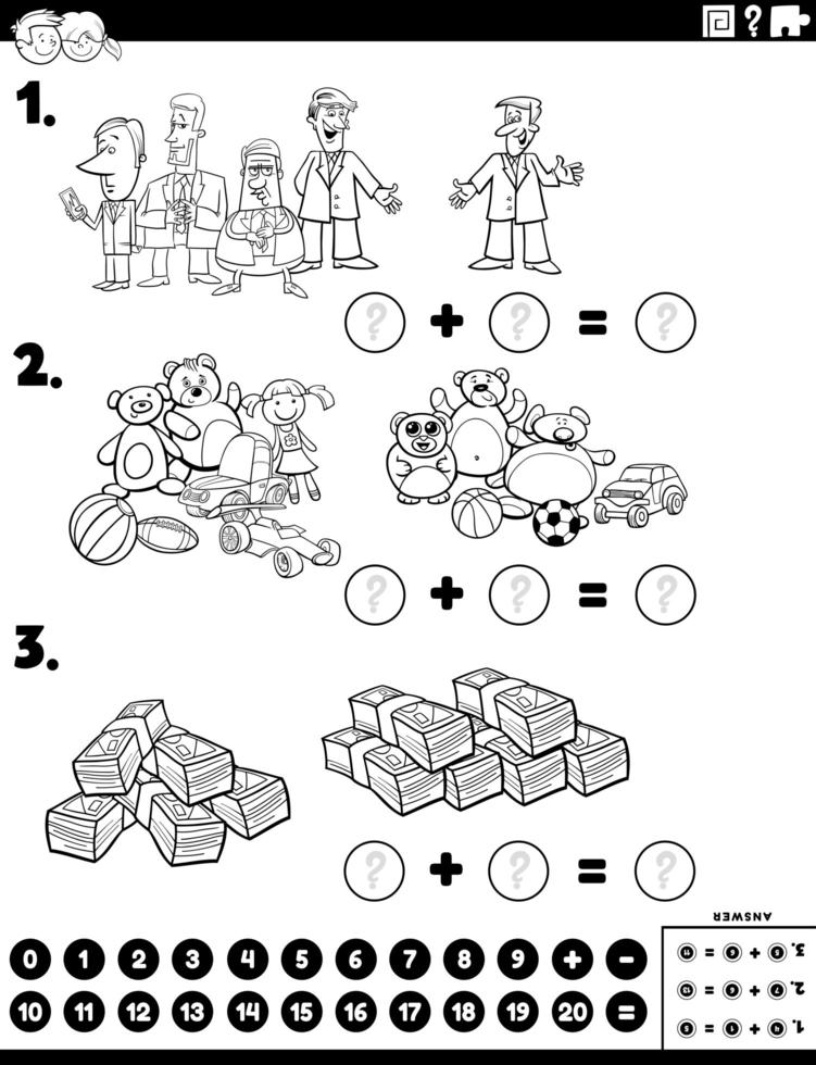 Mathematik zusätzlich pädagogische Aufgabe mit Comicfiguren vektor