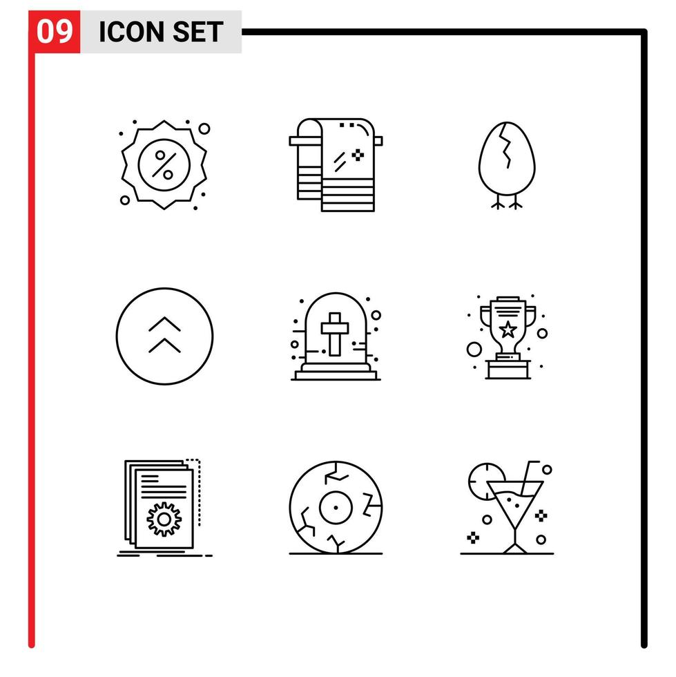 modern uppsättning av 9 konturer och symboler sådan som halloween korsa upp kyckling riktning pilar redigerbar vektor design element