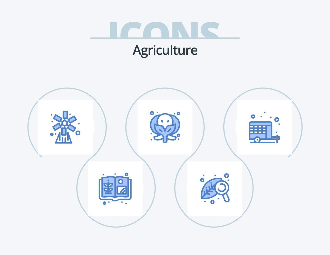 lantbruk blå ikon packa 5 ikon design. bil. lantbruk. jordbruk. grönsak. broccoli vektor