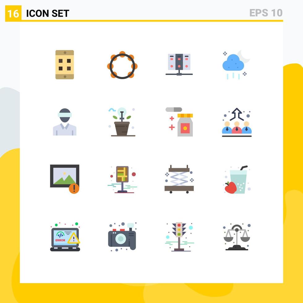 Packung mit 16 modernen flachen Farbzeichen und Symbolen für Web-Printmedien wie Motion Weather Computer UI Cloud editierbare Packung kreativer Vektordesign-Elemente vektor