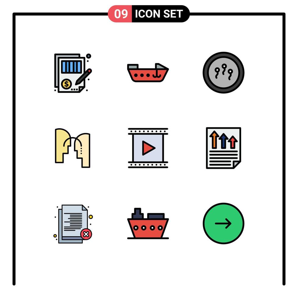 9 tematiska vektor fylld linje platt färger och redigerbar symboler av bio överföra biokemi sinne hjärna redigerbar vektor design element