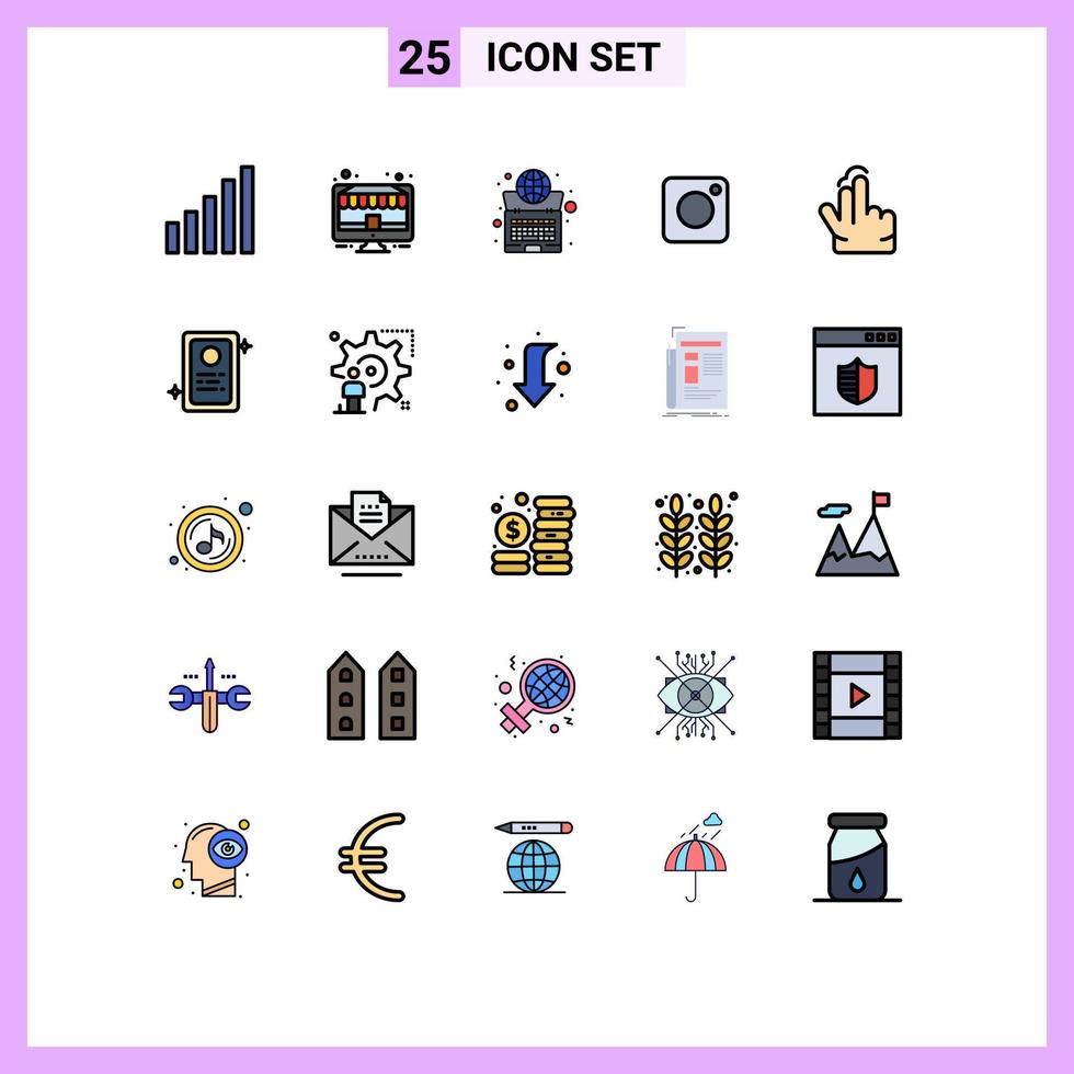 25 kreative Symbole, moderne Zeichen und Symbole von Doppelfoto-Global-Instagram-Laptop-editierbaren Vektordesign-Elementen vektor