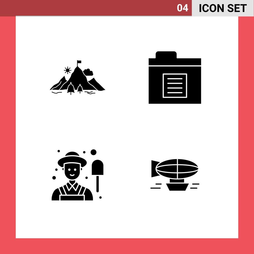 uppsättning av 4 modern ui ikoner symboler tecken för prestation manlig berg filer luft redigerbar vektor design element