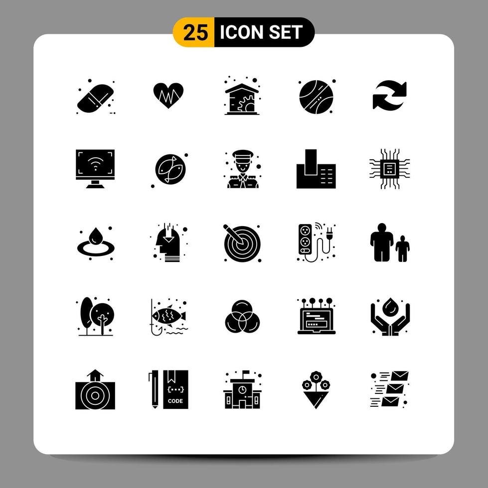 Stock Vector Icon Pack mit 25 Zeilenzeichen und Symbolen für die Elektronik