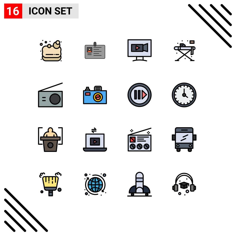 satz von 16 modernen ui symbolen symbole zeichen für tisch lebende identität heimvideo editierbare kreative vektordesignelemente vektor
