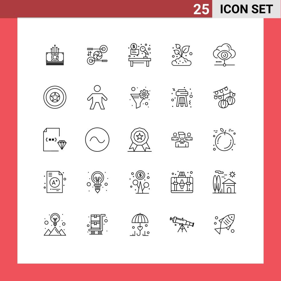 universell ikon symboler grupp av 25 modern rader av små jordbruk relevant bruka hammare redigerbar vektor design element