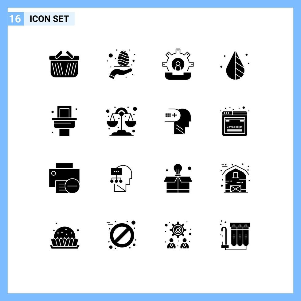 piktogram uppsättning av 16 enkel fast glyfer av toalett invertera kommunikation design bearbeta redigerbar vektor design element