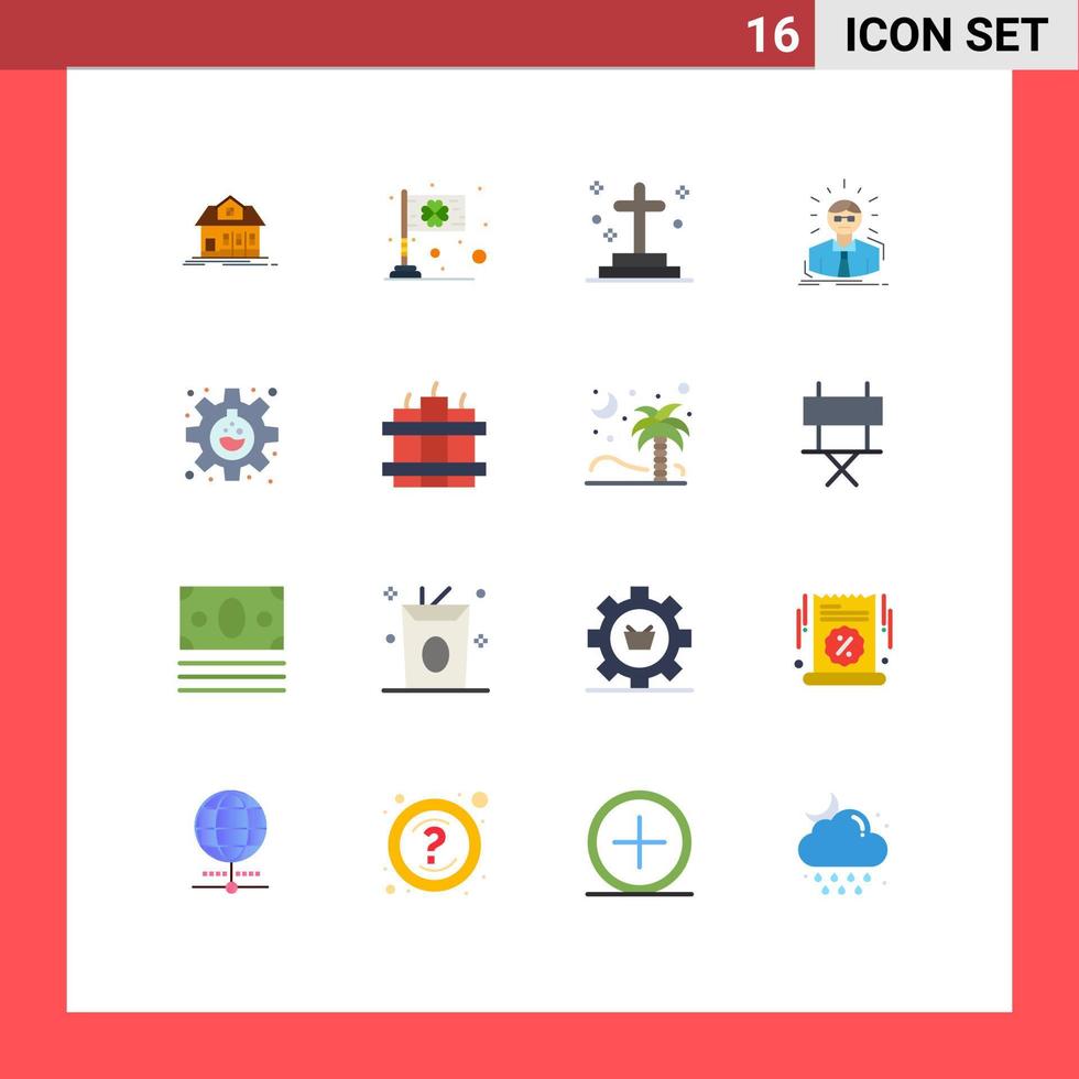 uppsättning av 16 kommersiell platt färger packa för person anställd helgon chef grav redigerbar packa av kreativ vektor design element