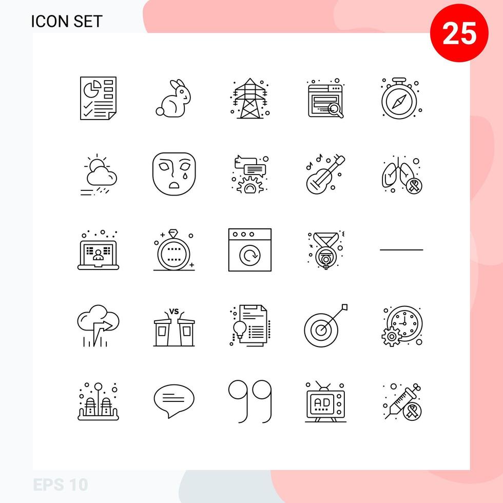 uppsättning av 25 modern ui ikoner symboler tecken för tid sluta energi paus seo redigerbar vektor design element