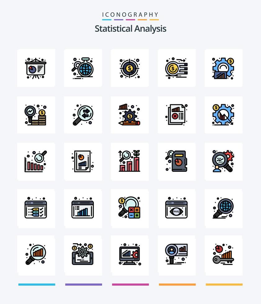 kreative statistische Analyse 25 Zeilen gefülltes Icon Pack wie Statistik. Geschäft. Analyse. Analytik. Geld vektor