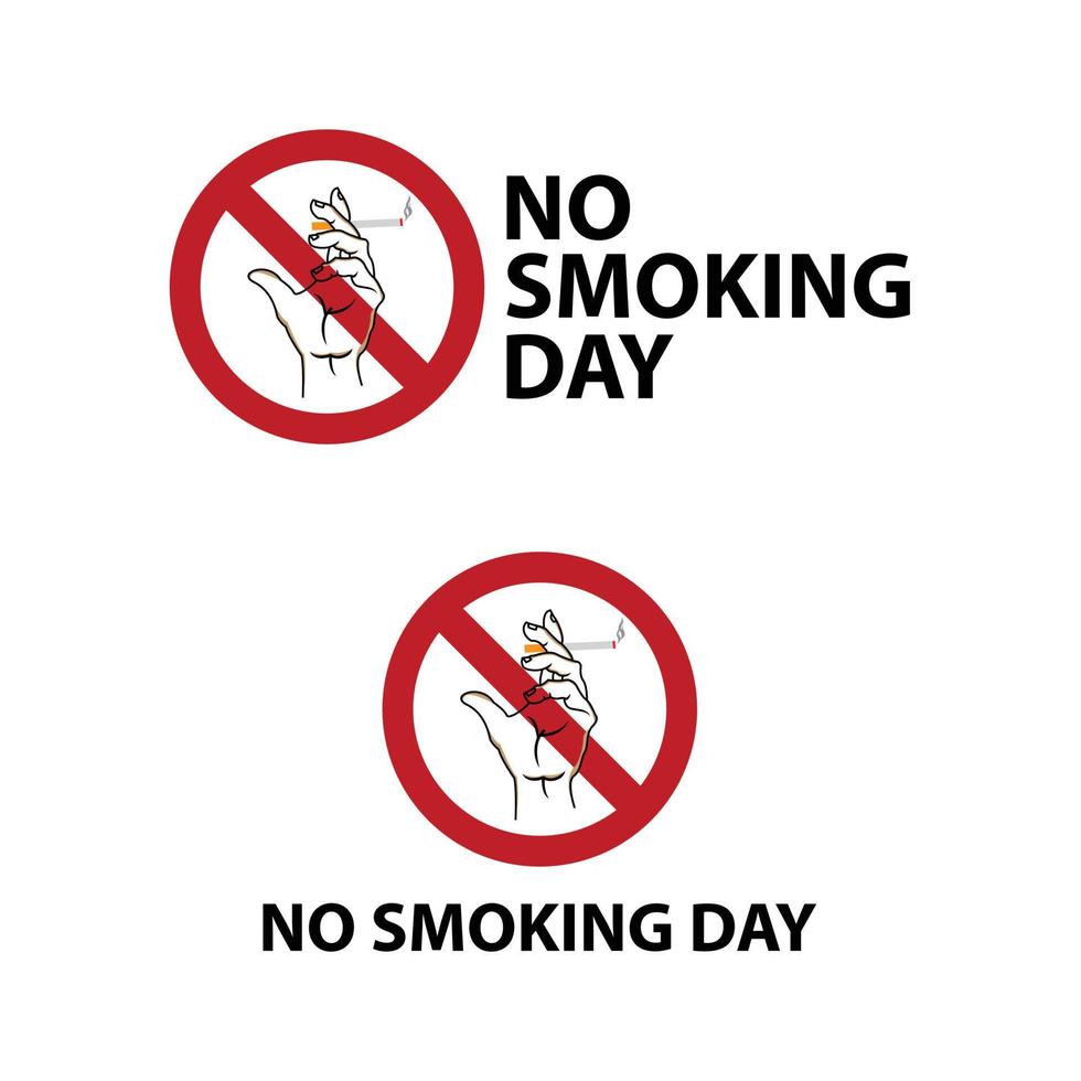 Nej rökning dag ikoner. mot cigaretter tecken. sluta eller sluta rökning symboler. vektor