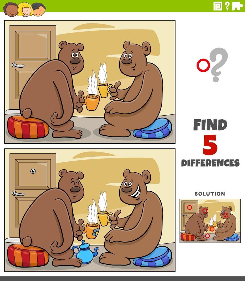 skillnader pedagogiskt spel för barn med björnar som dricker te vektor
