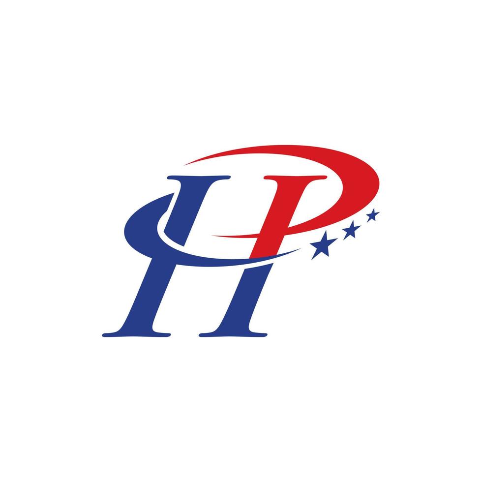 första brev hp logotyp med stjärna ikon, brev kombination logotyp design för kreativ industri, webb, företag och företag. - vektor