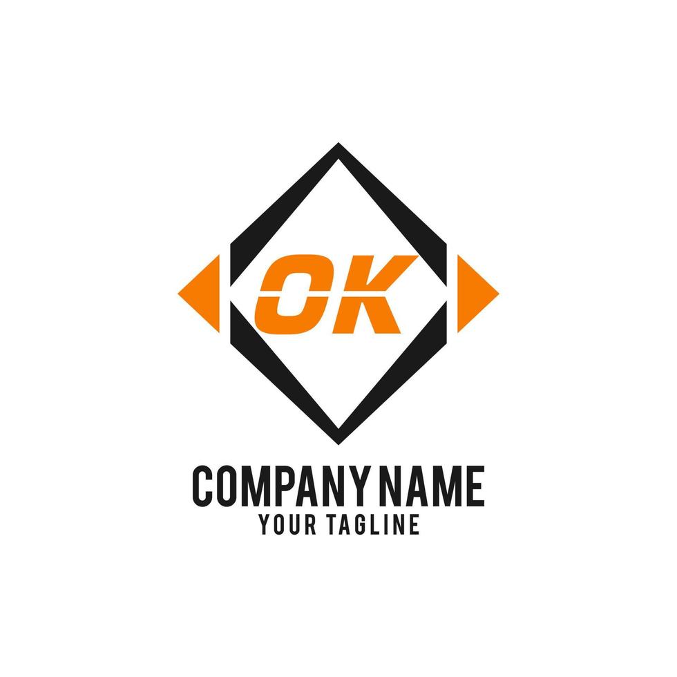 ok logotyp design vektor mall, alfabet brev monogram ikon logotyp ok.