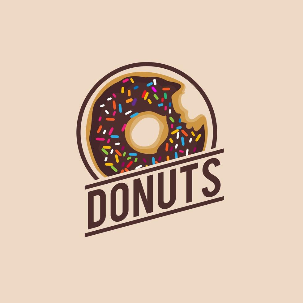 Donut-Logo-Vektor-Illustration. designkonzept für abzeichen und etiketten im vintage-stil für ihr restaurantgeschäft. zweifarbige Logovorlagen für Ihr Design. vektor