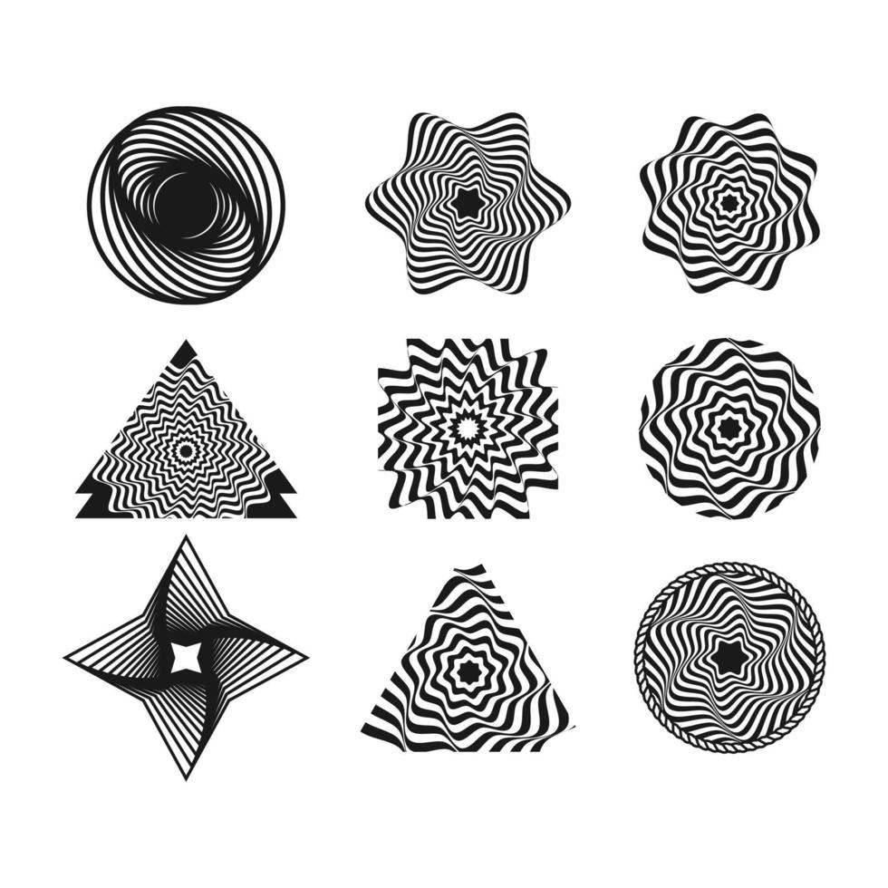uppsättning av nio minimalistisk trendig former. eleganta vektor logotyp emblem för din design. enkel kreativ geometrisk tecken samling.