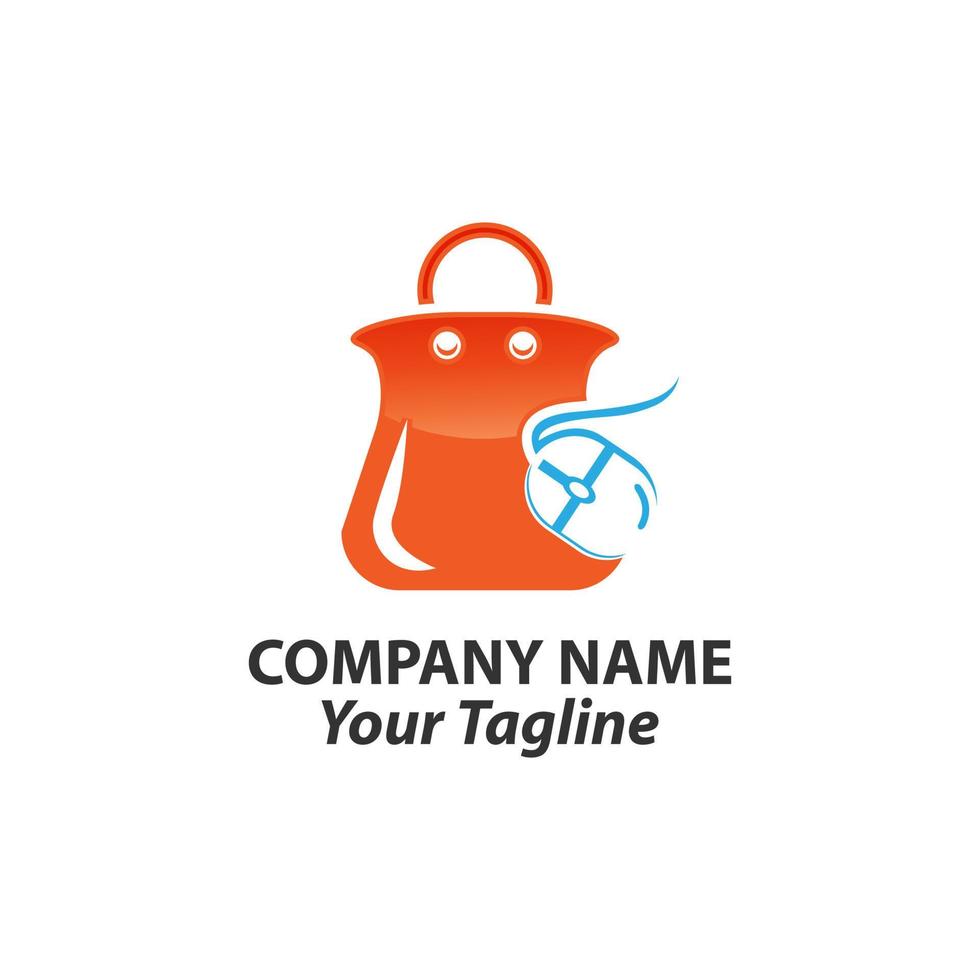 Online-Shop-Logo-Design-Vorlage. einkaufen logo vektor symbol illustration design. Einkaufstaschensymbol für das Firmenlogo des Online-Shops. Online-Shop-Logo-Vektor-Illustration. Logos für Online-Shop.