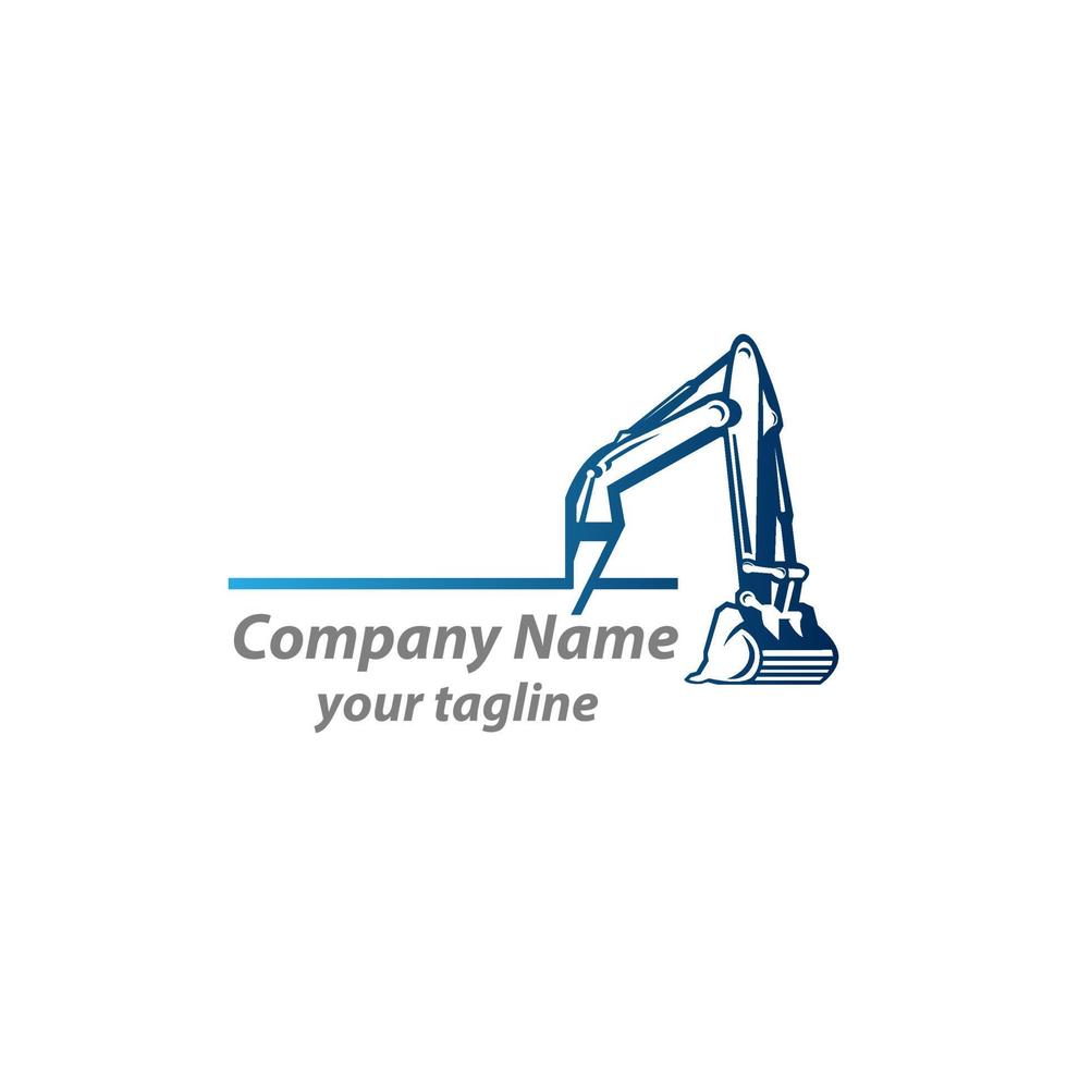 Logo-Design für Ausgrabungsarbeiten, Emblem der Bagger- oder Baumaschinenvermietung, Stempel drucken, Bauausrüstung vektor