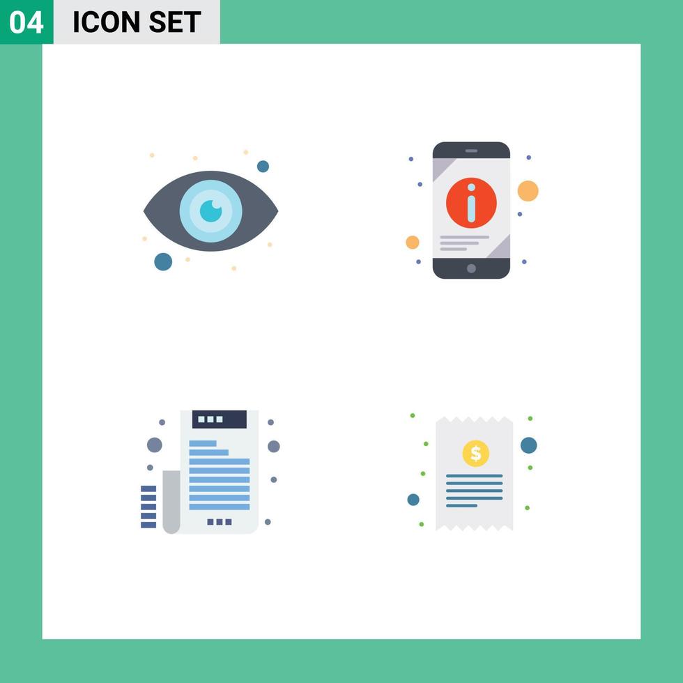 stock vektor ikon packa av 4 linje tecken och symboler för öga fil information telefon räkningen redigerbar vektor design element