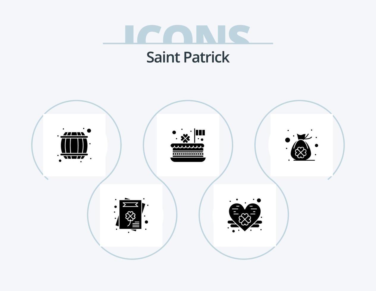 Saint Patrick Glyph Icon Pack 5 Icon Design. Kleeblatt. Tasche. Container. Patrick. Feier vektor