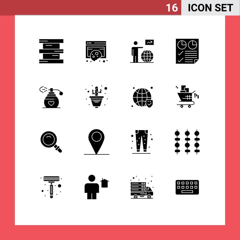 universell ikon symboler grupp av 16 modern fast glyfer av Rapportera dokumentera Integritet data pil redigerbar vektor design element