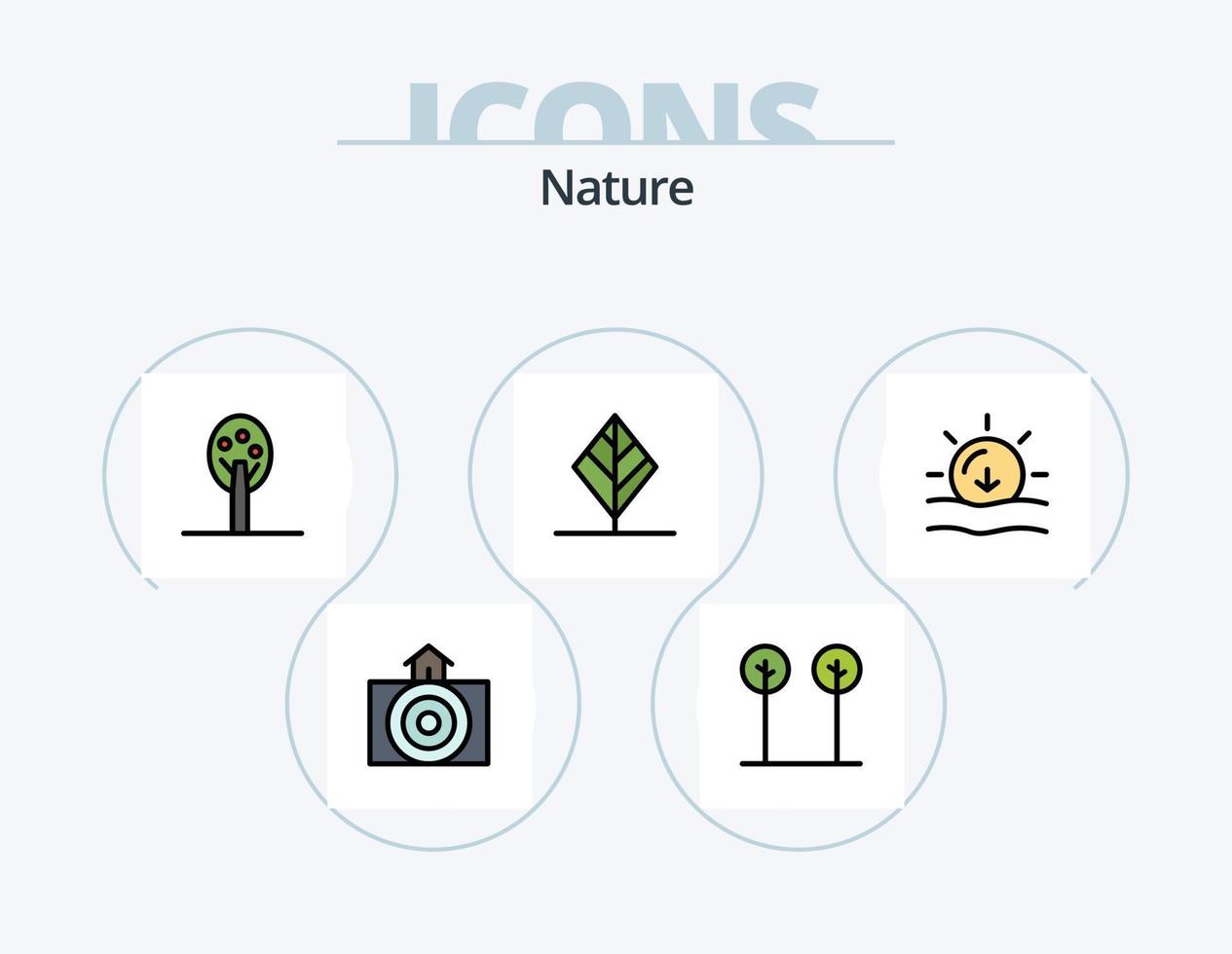 natur linje fylld ikon packa 5 ikon design. klot. träd. eko. parkera. underhållning vektor