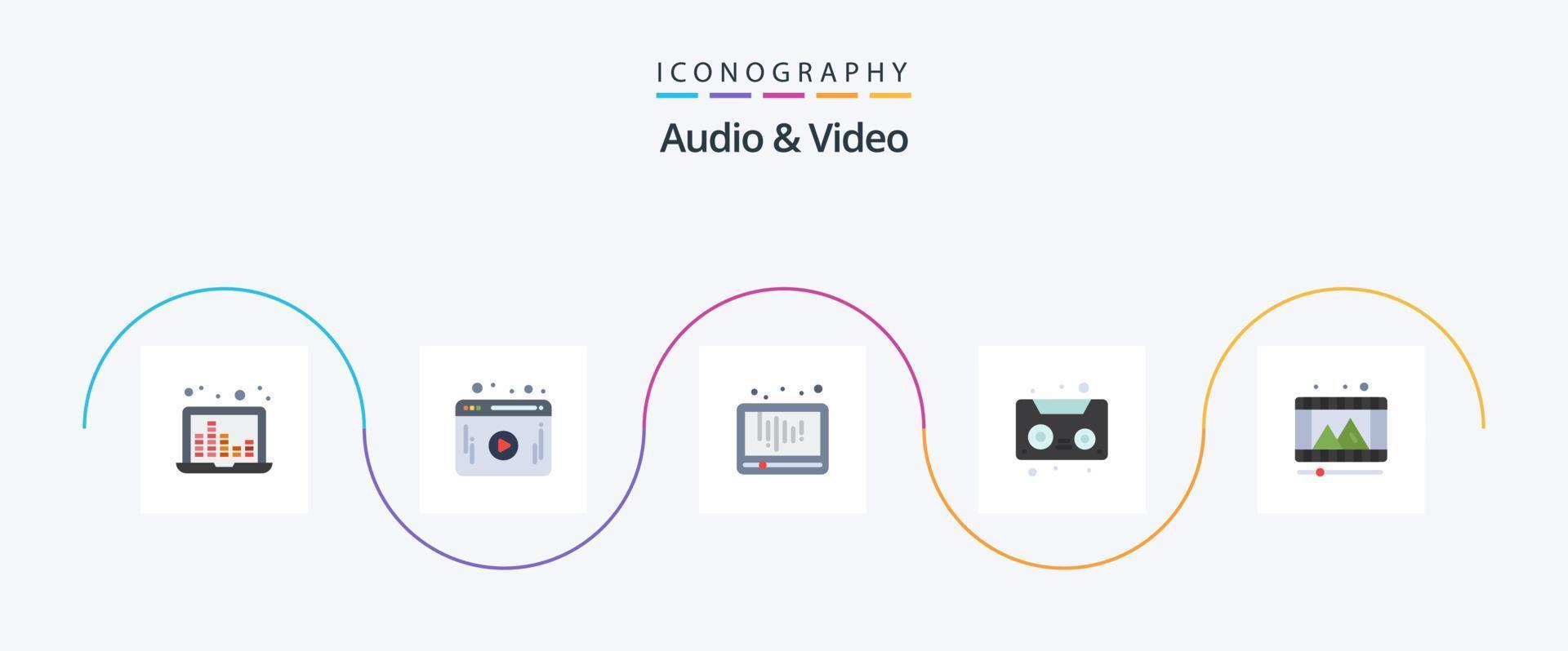 audio och video platt 5 ikon packa Inklusive video. spela. media. kassett tejp. audio tejp vektor