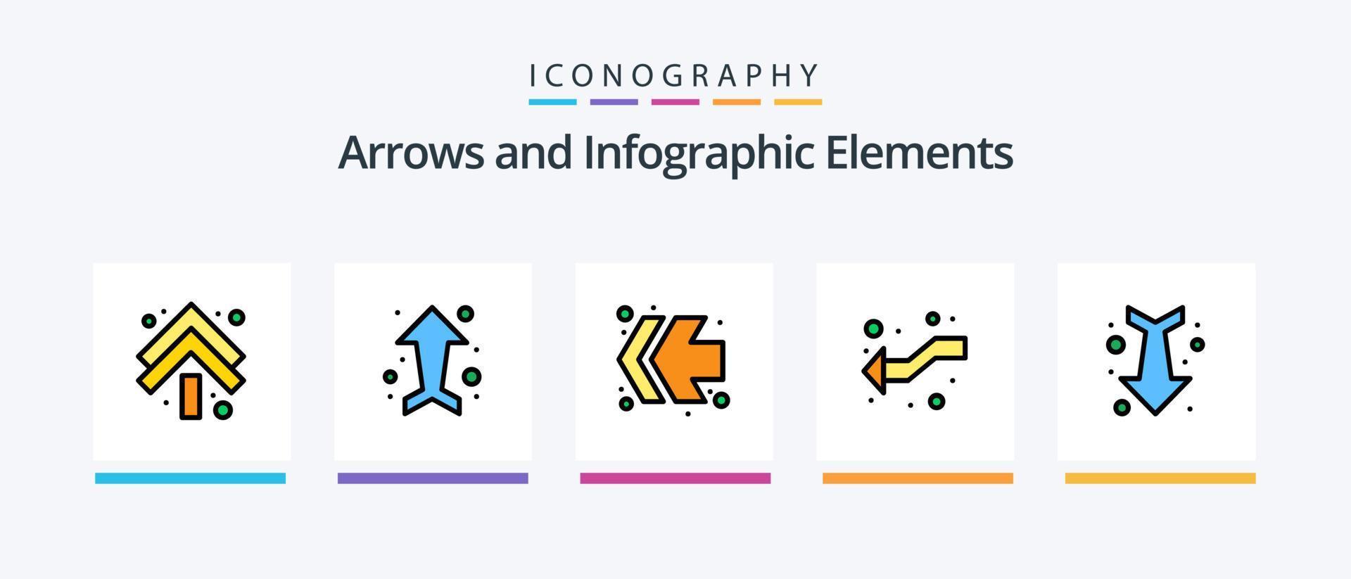 Pfeillinie gefüllt 5 Icon Pack inklusive . schnell vorwärts. Pfeile. Pfeile. nach vorne. kreatives Symboldesign vektor