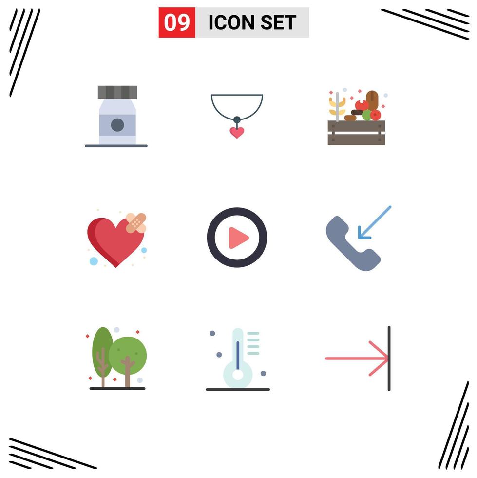 9 kreativ ikoner modern tecken och symboler av ring upp spela mat media bruten redigerbar vektor design element