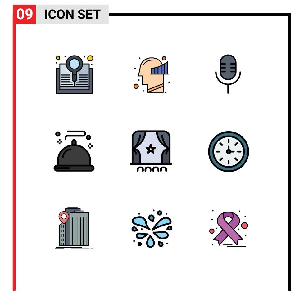 stock vektor ikon packa av 9 linje tecken och symboler för bio service mic restaurang mat redigerbar vektor design element
