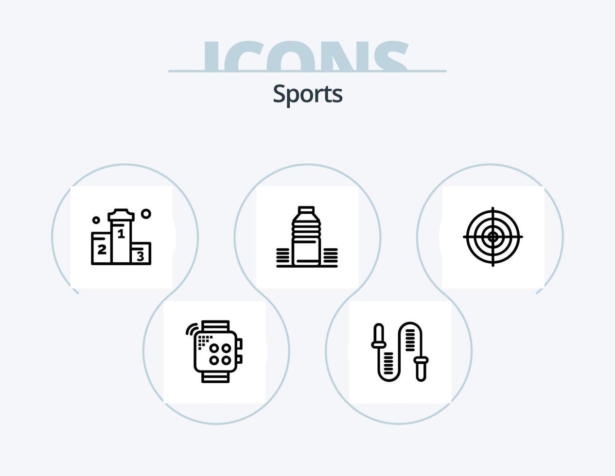 sporter linje ikon packa 5 ikon design. kondition. bodybuilding. band. is hockey. vinter- vektor