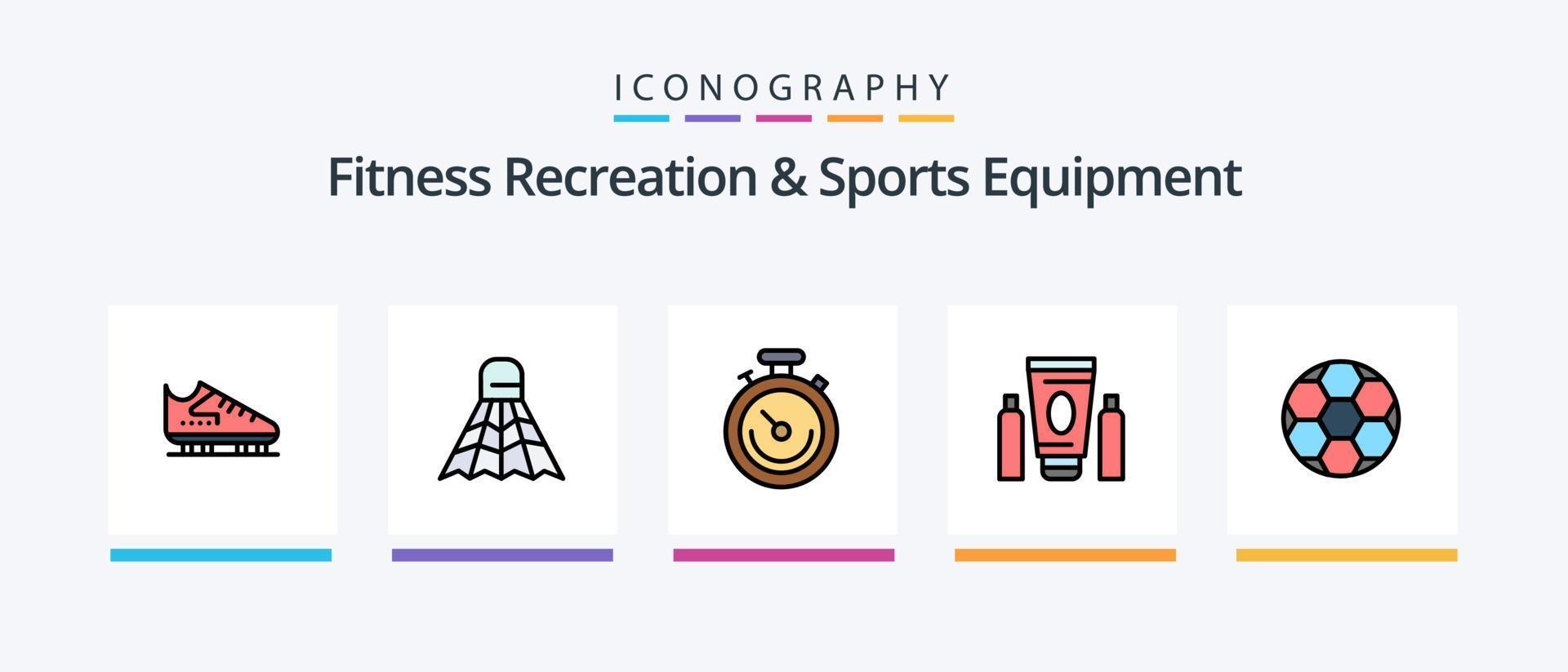 kondition rekreation och sporter Utrustning linje fylld 5 ikon packa Inklusive basketboll. sport. boll. spel. boll. kreativ ikoner design vektor