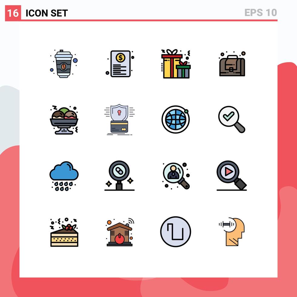 satz von 16 modernen ui symbolen symbole zeichen für sicherheit lebensmittel weihnachten takoyaki management editierbare kreative vektordesignelemente vektor