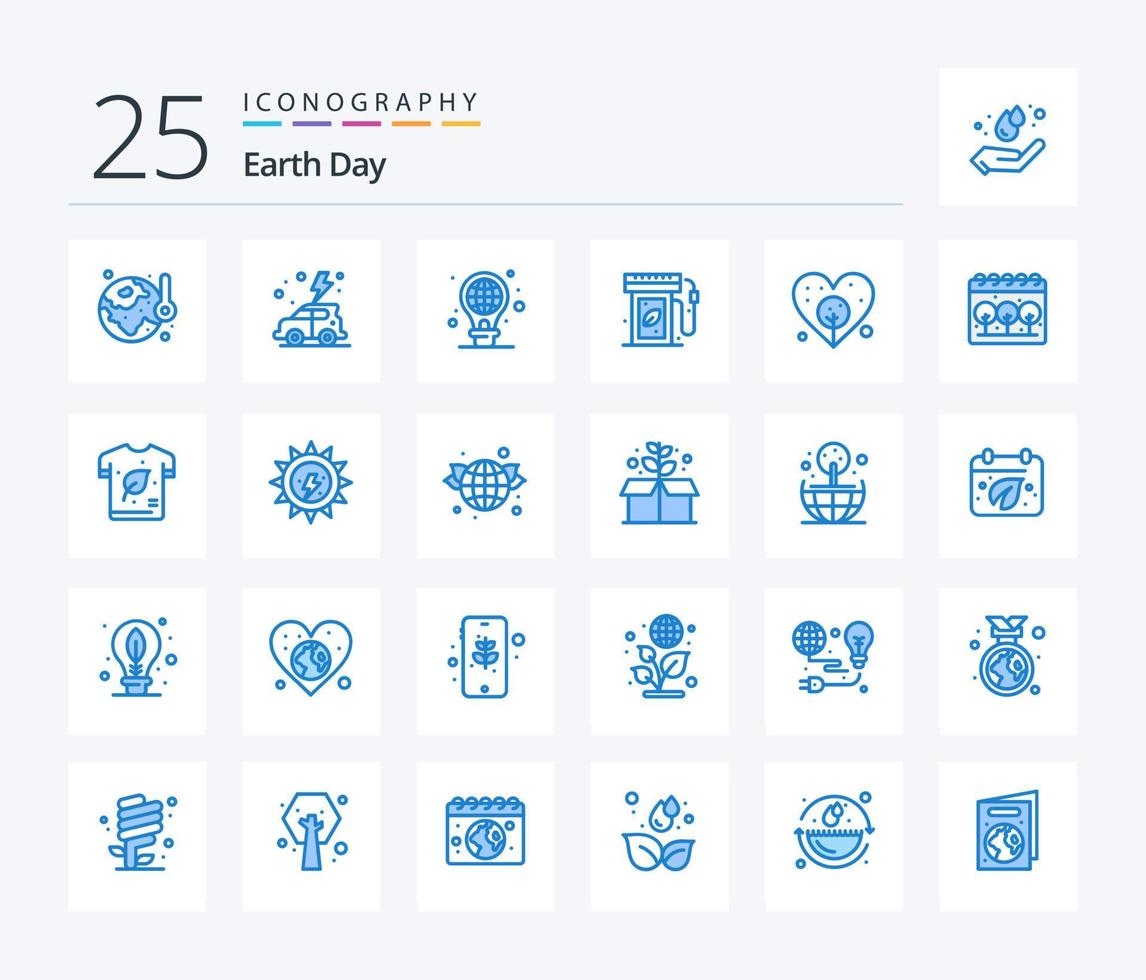 jord dag 25 blå Färg ikon packa Inklusive jorden. energi. bil. ekologi. ljus Glödlampa vektor