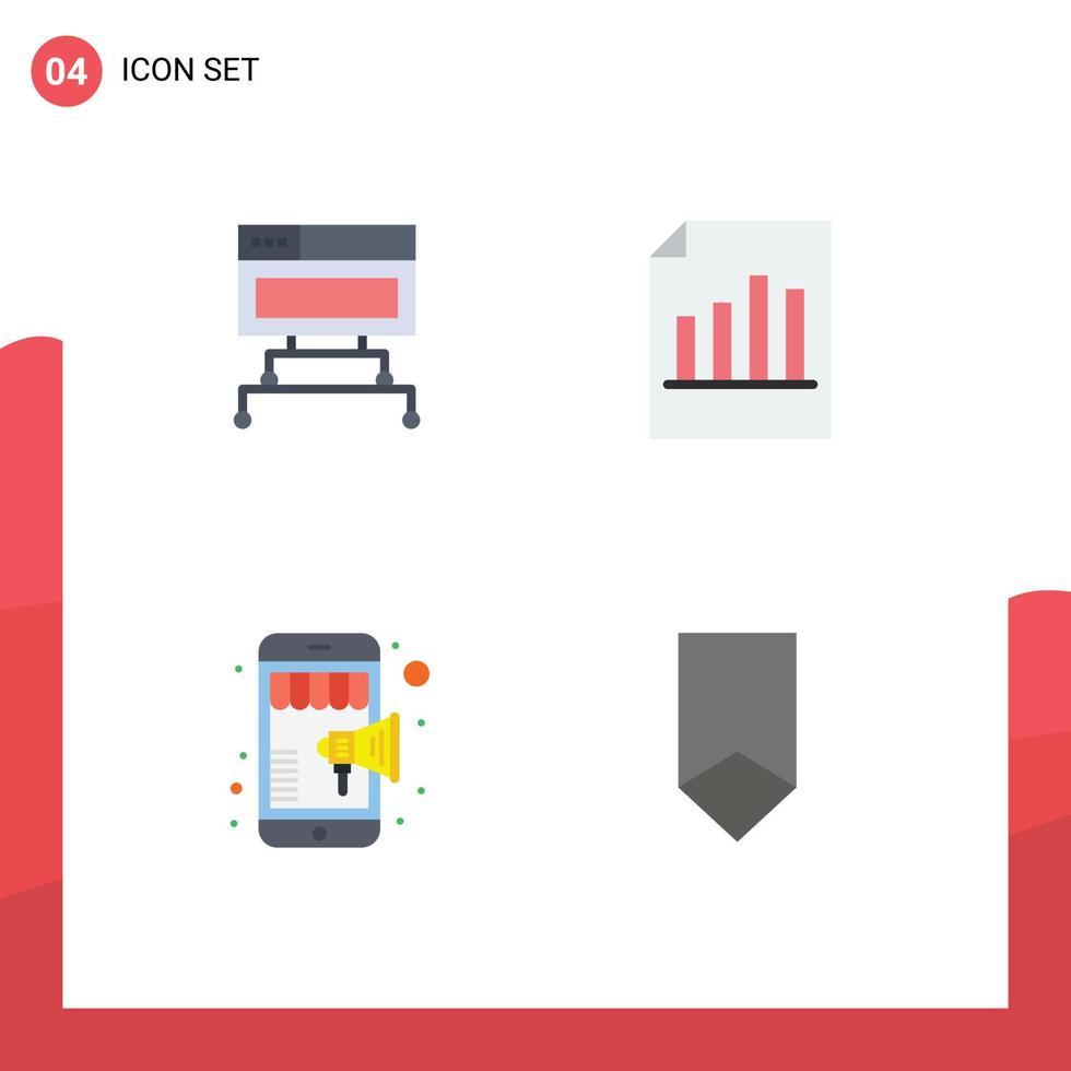 4 platt ikon begrepp för webbplatser mobil och appar dator uppkopplad databas spela in handla redigerbar vektor design element