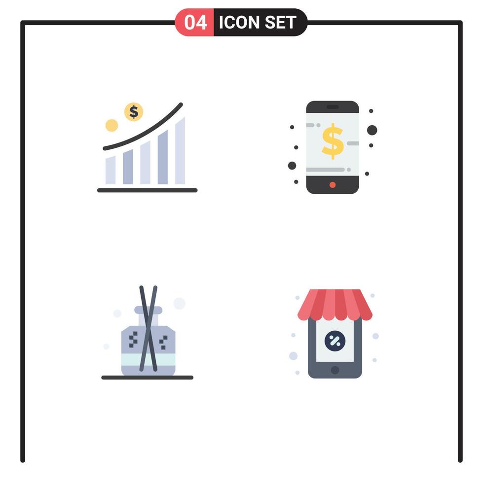 uppsättning av 4 kommersiell platt ikoner packa för företag pinne statistisk telefon spa redigerbar vektor design element