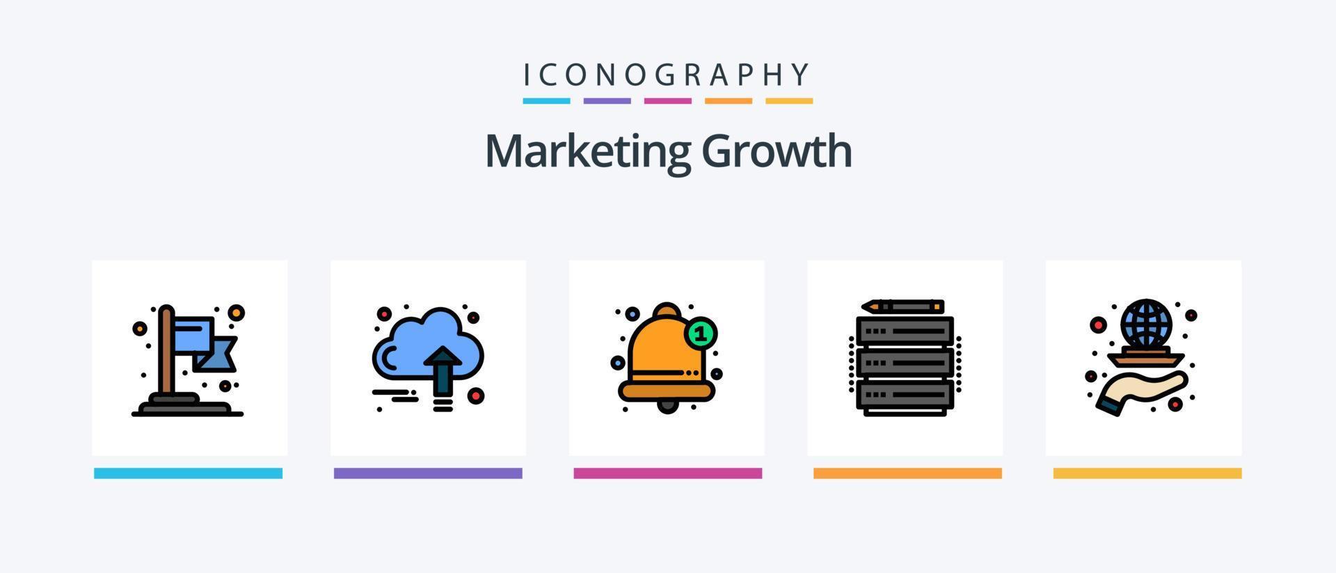 marknadsföring tillväxt linje fylld 5 ikon packa Inklusive handla. affär. marknadsföring. uppkopplad. konton. kreativ ikoner design vektor