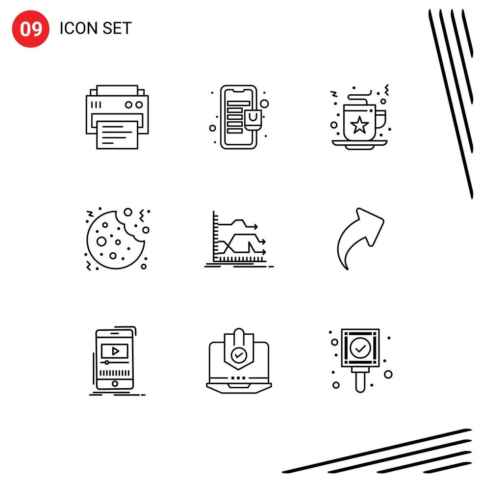 satz von 9 modernen ui symbolen symbole zeichen für vorwärts süße feier dessert weihnachten editierbare vektordesignelemente vektor