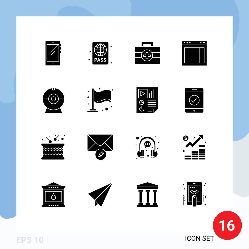 Aktienvektor-Icon-Pack mit 16 Zeilenzeichen und Symbolen für Website-Site-Pool-Layout medizinische editierbare Vektordesign-Elemente vektor