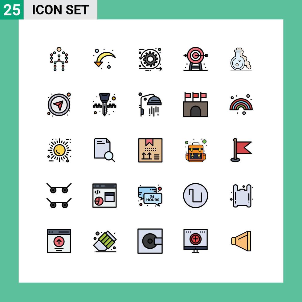 uppsättning av 25 vektor fylld linje platt färger på rutnät för planera företags- ner vänster företag sprinta redigerbar vektor design element