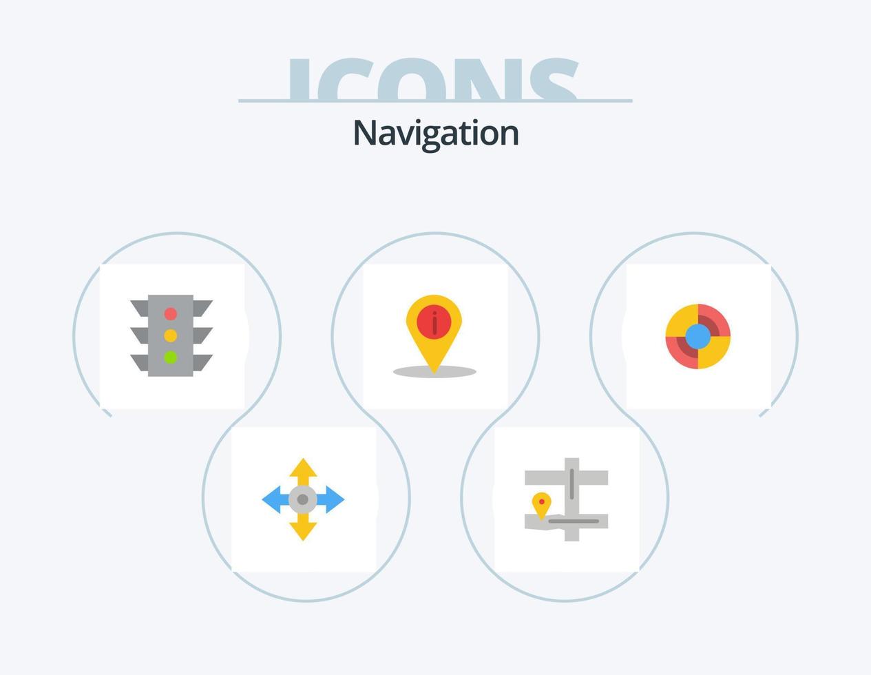 Navigation Flat Icon Pack 5 Icon-Design. GPS. die Info. Verkehr. Ort. Standort vektor