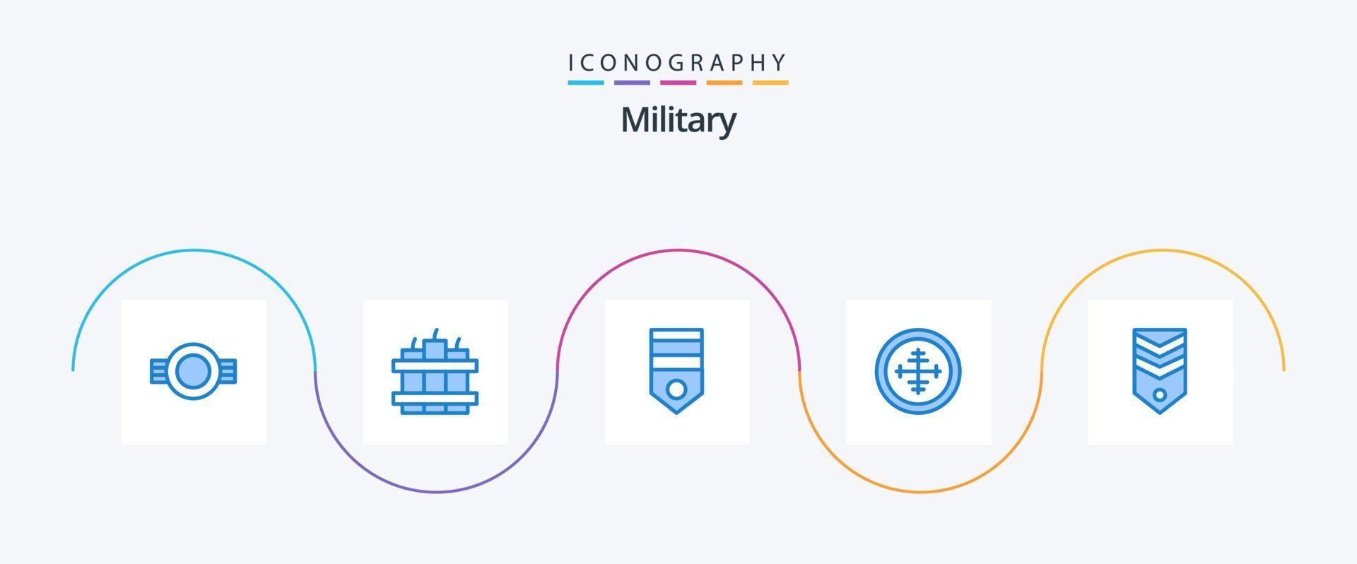 militär blå 5 ikon packa Inklusive mål. militär. armén. bricka. soldat vektor