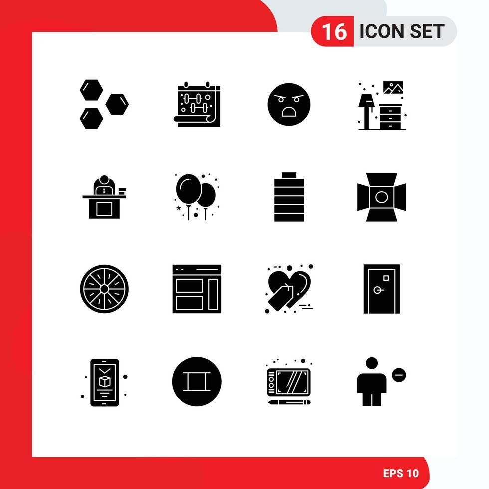 16 kreative Symbole moderne Zeichen und Symbole von Schreibtischmöbeln Dumbell Living Feeling editierbare Vektordesign-Elemente vektor