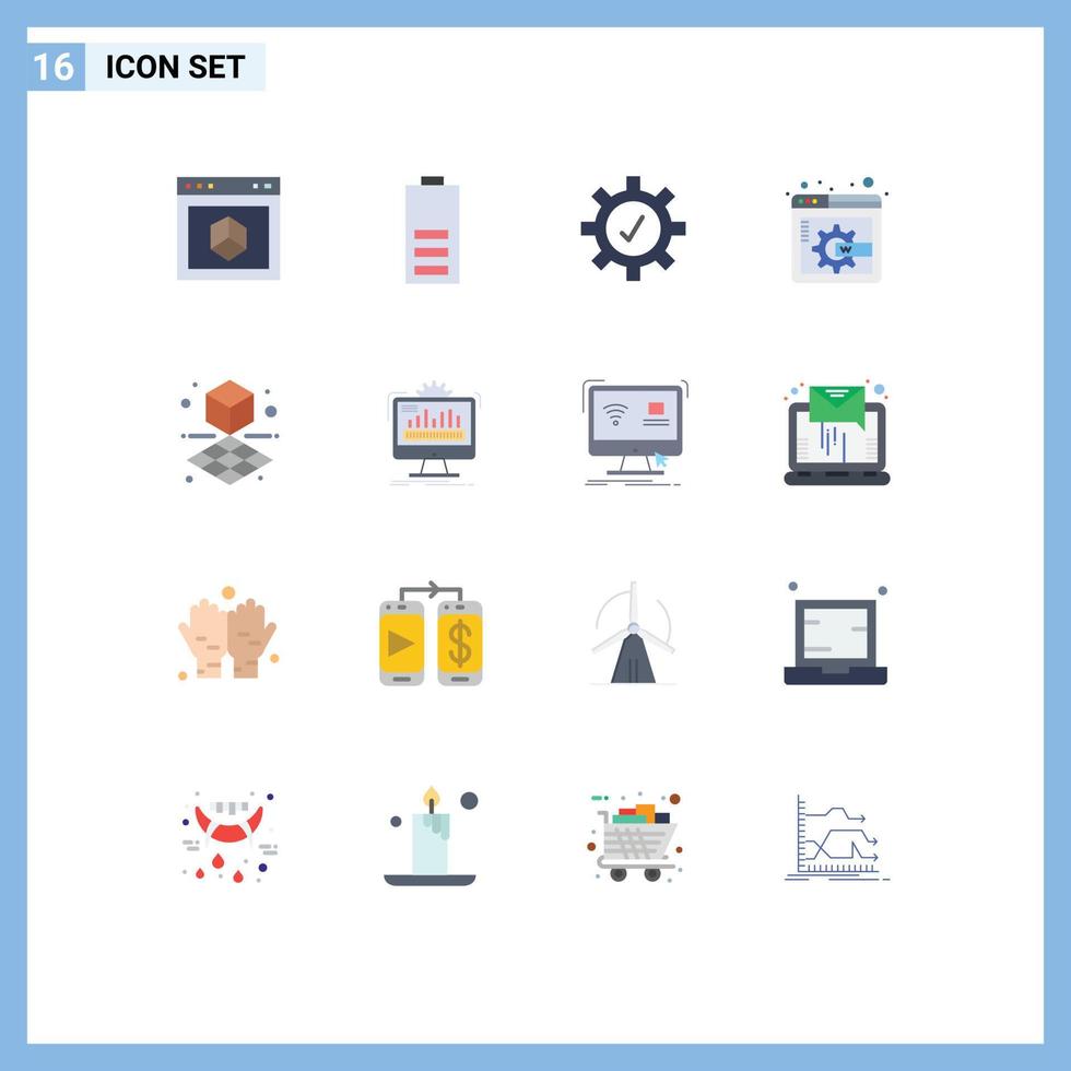 Aktienvektor-Icon-Pack mit 16 Linienzeichen und Symbolen für Shape-Cube-Energie-Webseiteneinstellungen, editierbares Paket kreativer Vektordesign-Elemente vektor
