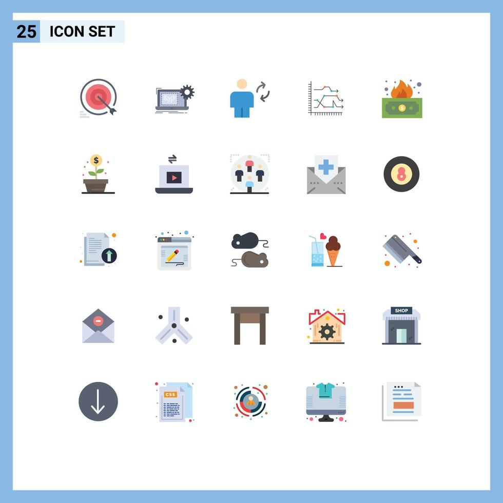 modern uppsättning av 25 platt färger pictograph av Diagram analys teknik uppdatering mänsklig redigerbar vektor design element
