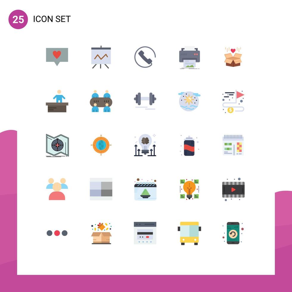 uppsättning av 25 modern ui ikoner symboler tecken för surprize låda telefon gåva hårdvara redigerbar vektor design element